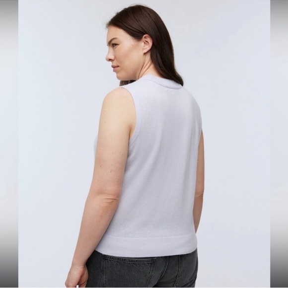Madewell (Re)sponsible Cashmere Crewneck Sweater Vest in Heather Sky Grey Size M - Picture 2 of 10